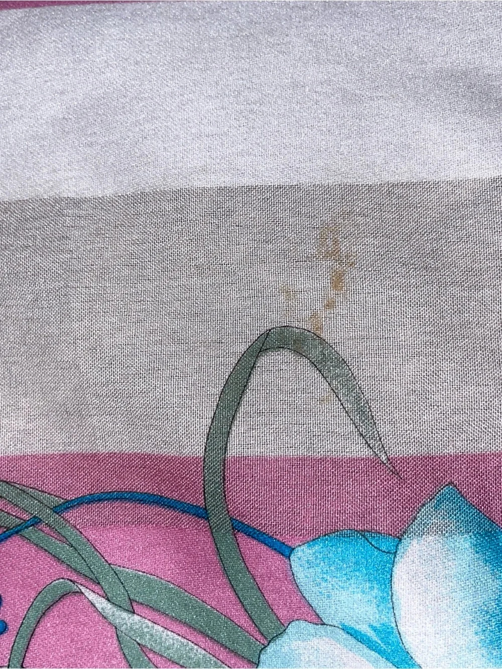 Floral Pink Silk-Feel Scarf with Blue Accents